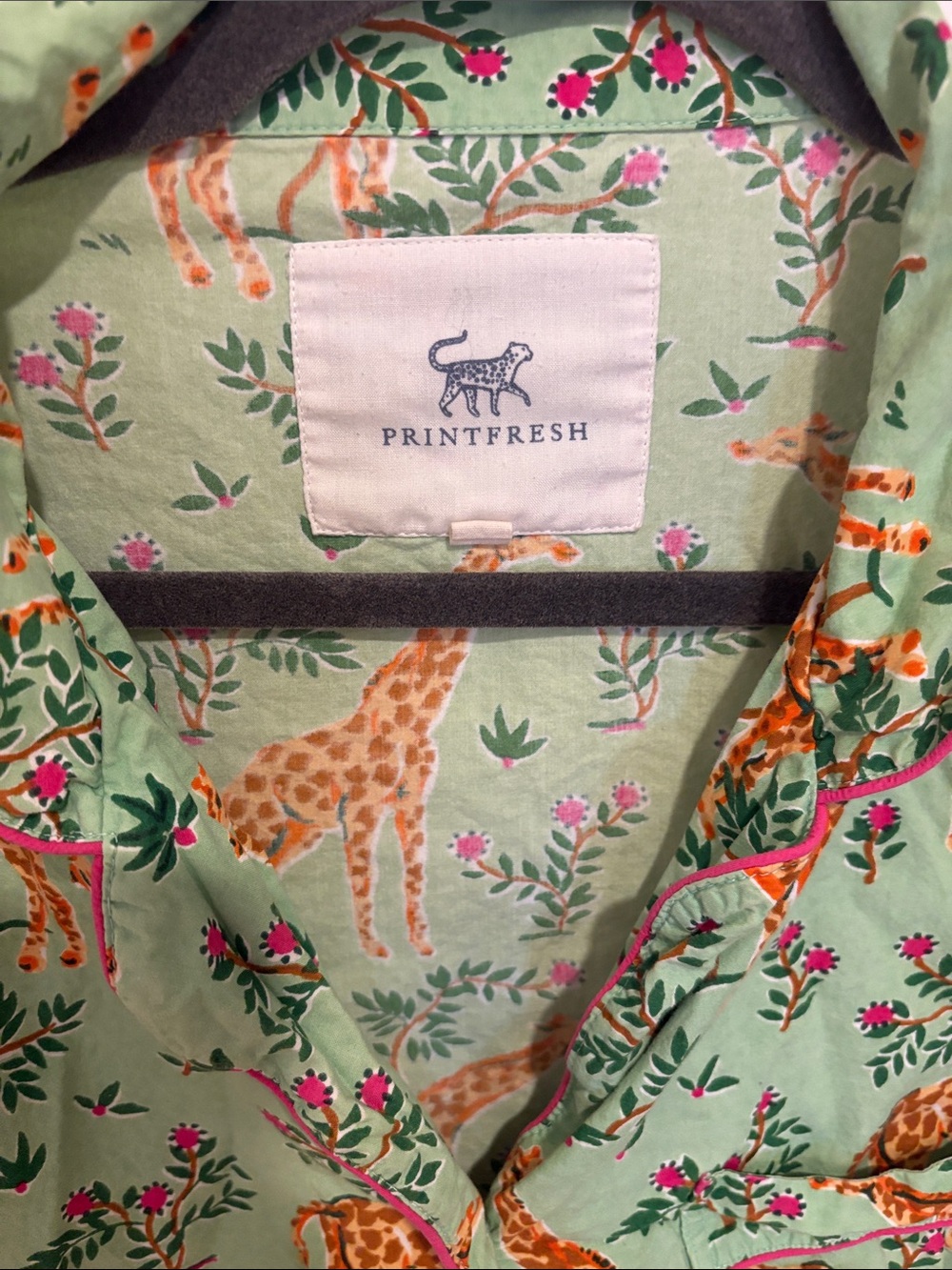 Printfresh Mint Shirt with Orange Giraffe and Pink Floral Print - Picture 2 of 5